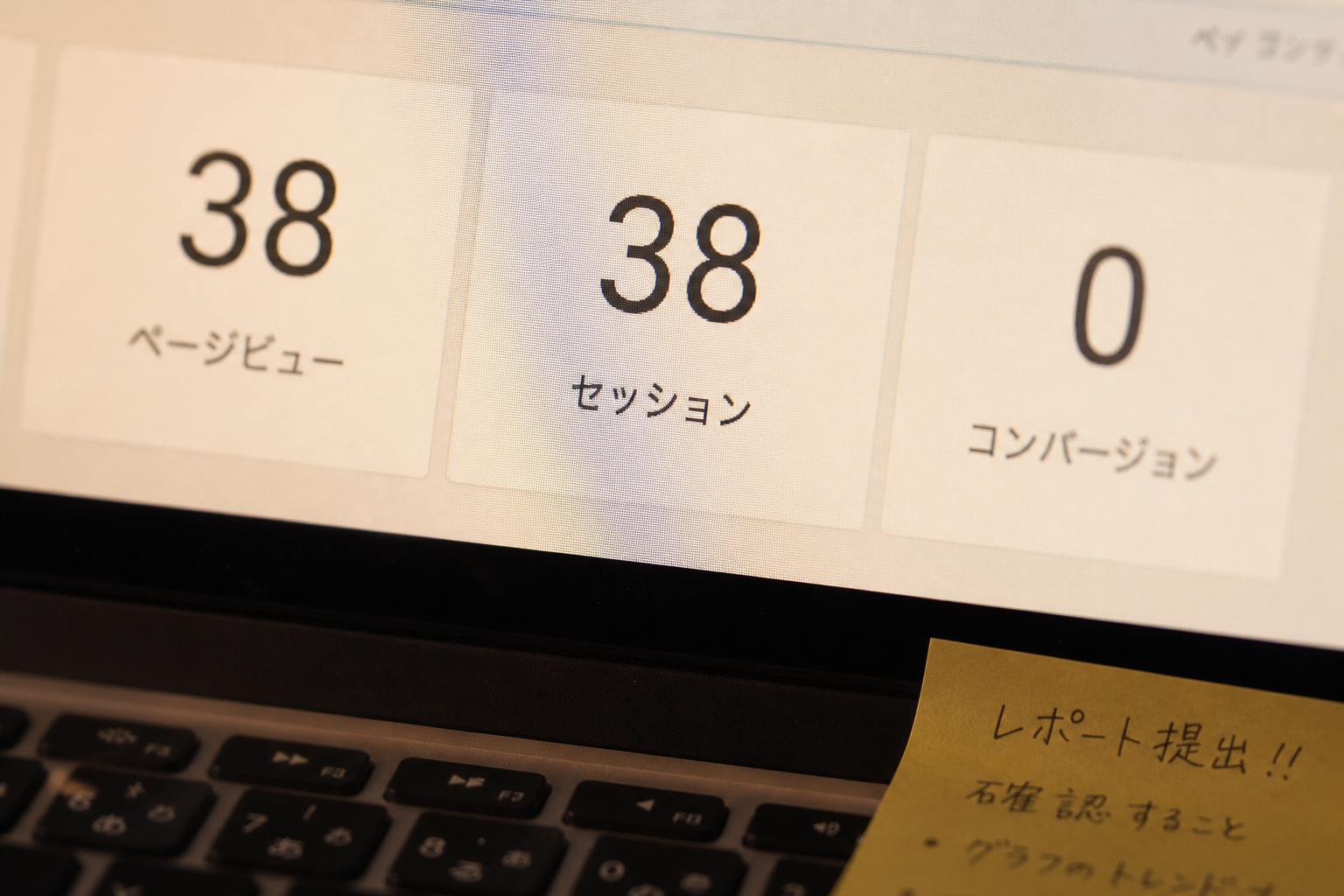 分析ツールの数字カードに38・38・0と並んでいるマクロ接写