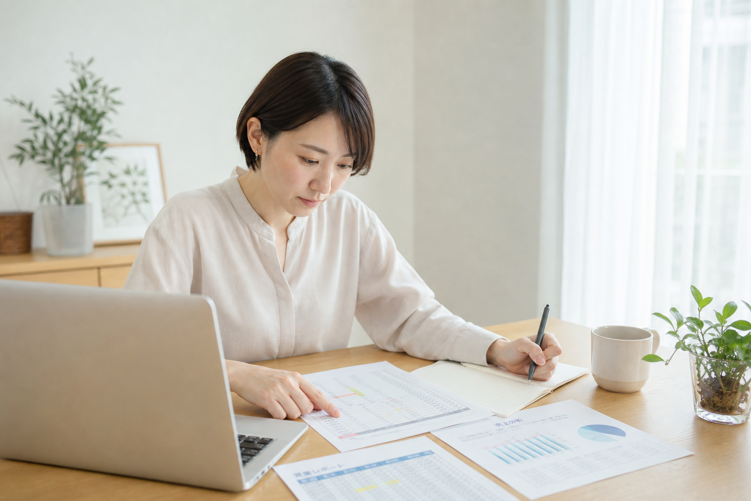 印刷した書類を指で辿りながら、数字と名前を照合している場面