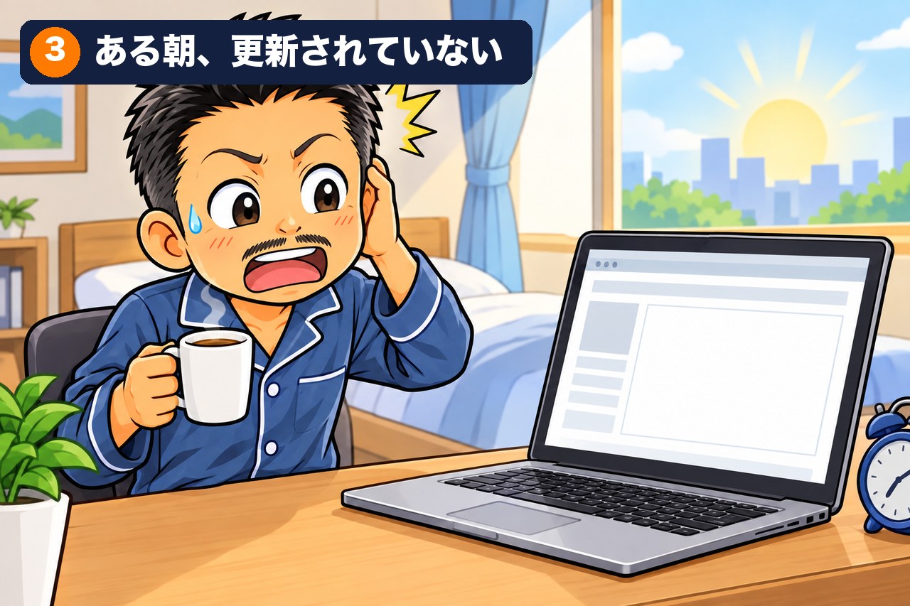 ある朝、ブログが更新されていなかった