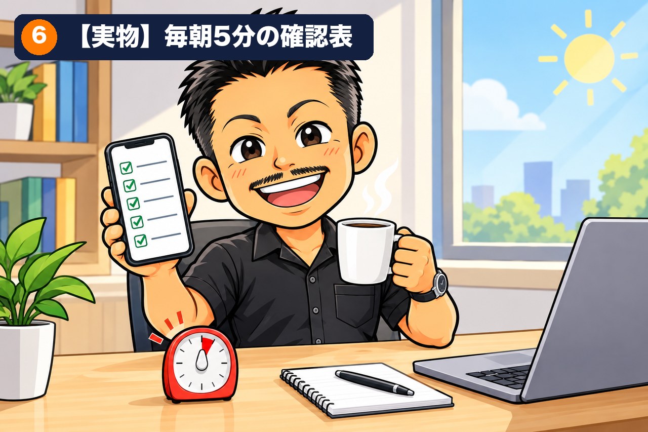 【実物】「AIに任せた仕事、本当に動いた？」毎朝5分の確認表