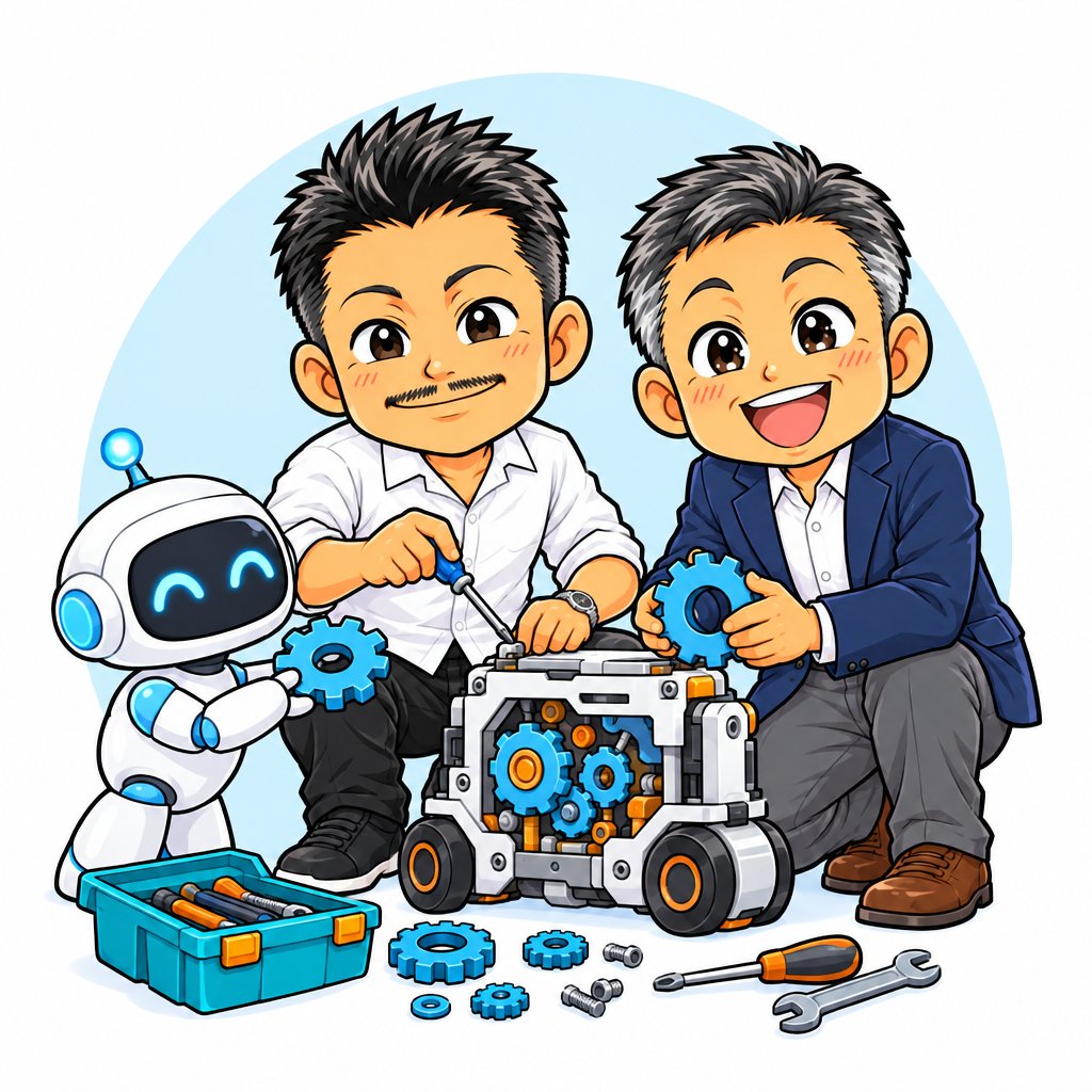 社長と一緒に仕組みをつくるイラスト
