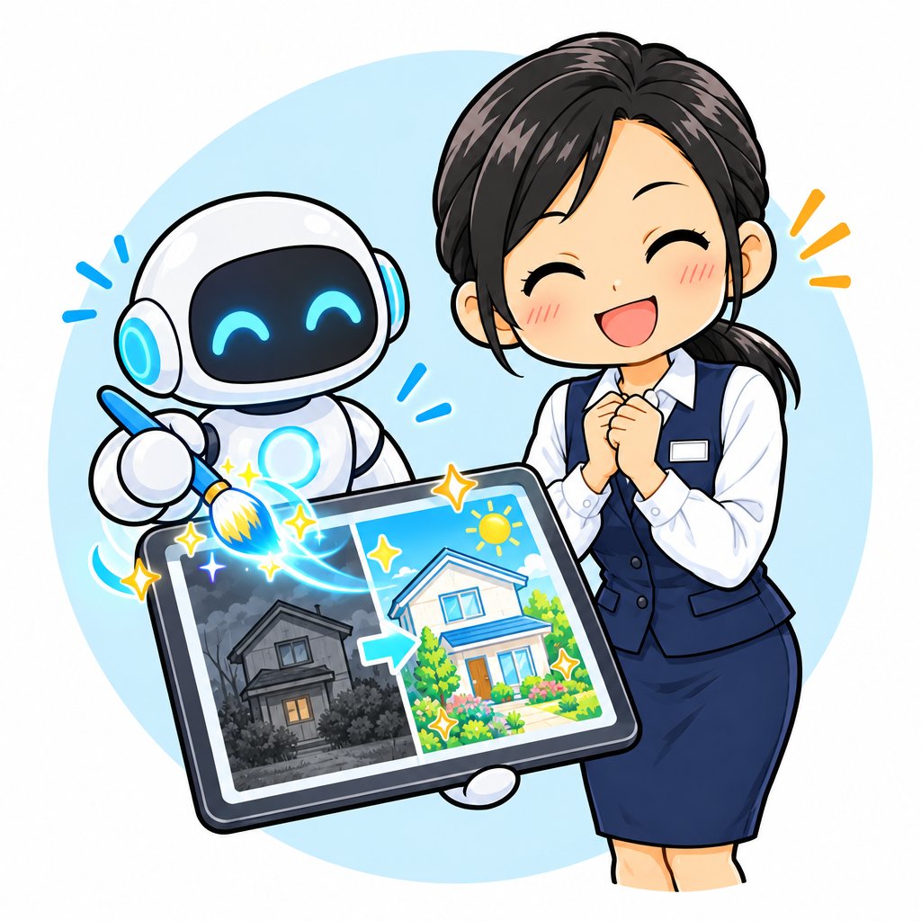 写真をきれいに補正するイラスト