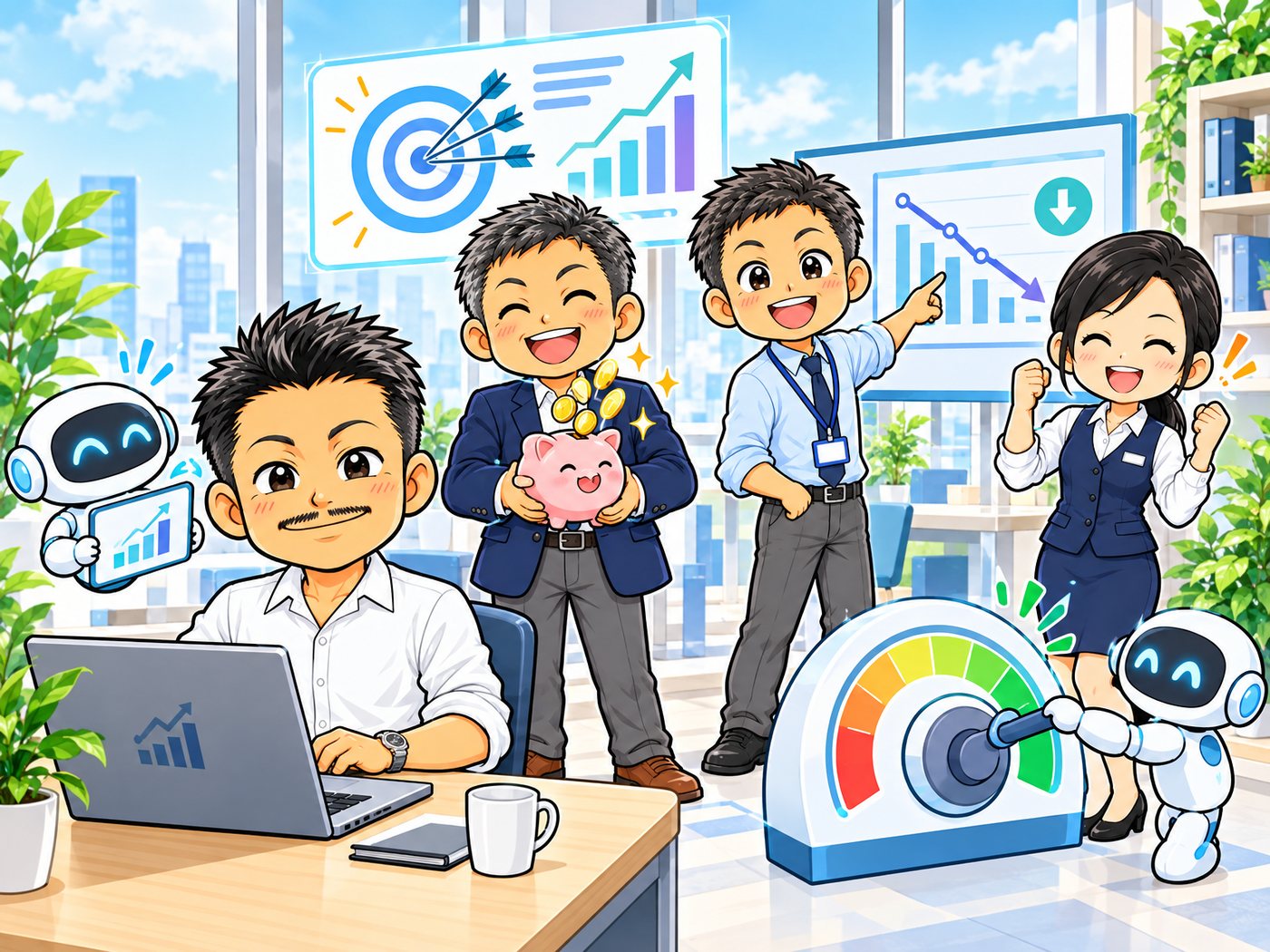 AIで広告のムダを減らすイラスト