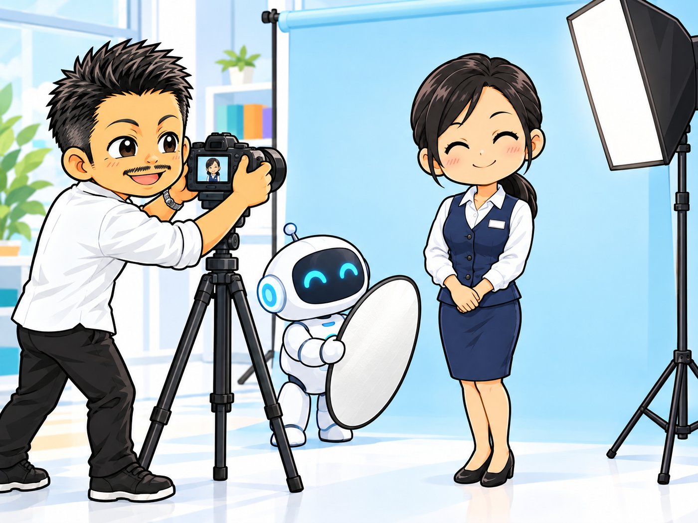 プロフィール写真を撮影するイラスト