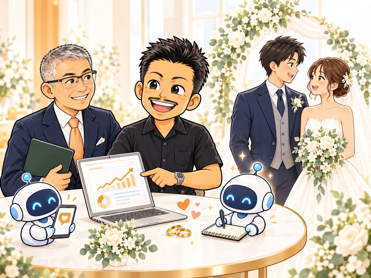 結婚相談所のサイトとお悩み相談AIのイラスト