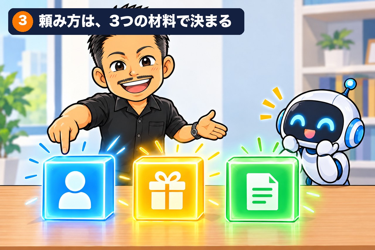 頼み方は、3つの材料で決まる